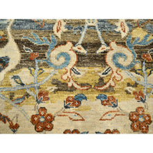 Load image into Gallery viewer, 9&#39;1&quot;x12&#39; Chocolate Brown With Yellow, Abrash Persian Design, 100% Pure Wool, Zero Pile, Shaved Low, Hand Knotted Oriental Rug FWR452934