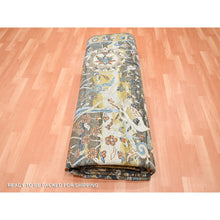 Load image into Gallery viewer, 9&#39;1&quot;x12&#39; Chocolate Brown With Yellow, Abrash Persian Design, 100% Pure Wool, Zero Pile, Shaved Low, Hand Knotted Oriental Rug FWR452934