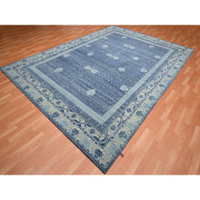 Load image into Gallery viewer, 9&#39;x12&#39;5&quot; Yale Blue, Pinecone Design, 100% Pure Wool, Thick And Plush, Hand Knotted Oriental Rug FWR452946