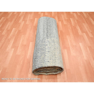 9'x12'5" Tan Brown with Gray, THE EYE, 100% Pure Silk, Soft to the Touch, Hand Knotted Oriental Rug FWR452970