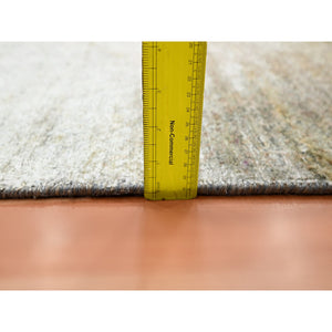 9'x12'5" Tan Brown with Gray, THE EYE, 100% Pure Silk, Soft to the Touch, Hand Knotted Oriental Rug FWR452970