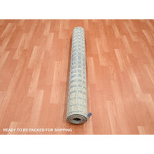 Load image into Gallery viewer, 4&#39;x6&#39; Tan Brown With Gray, Mid Century Inspired Grid And Line Design, Modern, Wool &amp; Pure Silk, Hand Knotted Oriental Rug FWR453012