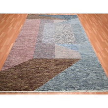 Load image into Gallery viewer, 8&#39;x10&#39; Shades of Gray with Brown, Colorful, Bauhaus and Mid Century Inspired, Hand Knotted, Modern, Zero Pile, Sheared Low, Pure Wool Oriental Rug FWR453024