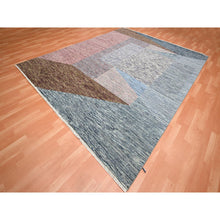 Load image into Gallery viewer, 8&#39;x10&#39; Shades of Gray with Brown, Colorful, Bauhaus and Mid Century Inspired, Hand Knotted, Modern, Zero Pile, Sheared Low, Pure Wool Oriental Rug FWR453024