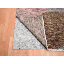 Load image into Gallery viewer, 8&#39;x10&#39; Shades of Gray with Brown, Colorful, Bauhaus and Mid Century Inspired, Hand Knotted, Modern, Zero Pile, Sheared Low, Pure Wool Oriental Rug FWR453024