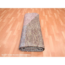 Load image into Gallery viewer, 8&#39;x10&#39; Shades of Gray with Brown, Colorful, Bauhaus and Mid Century Inspired, Hand Knotted, Modern, Zero Pile, Sheared Low, Pure Wool Oriental Rug FWR453024