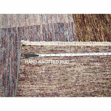 Load image into Gallery viewer, 8&#39;x10&#39; Shades of Gray with Brown, Colorful, Bauhaus and Mid Century Inspired, Hand Knotted, Modern, Zero Pile, Sheared Low, Pure Wool Oriental Rug FWR453024