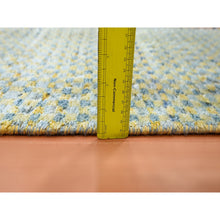 Load image into Gallery viewer, 2&#39;x4&#39; Lemon Yellow, Sample, Modern, Mid Century Inspired Grid and Line Design, Wool &amp; Pure Silk, Hand Knotted Oriental Rug FWR453060