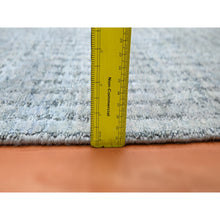 Load image into Gallery viewer, 2&#39;x4&#39; Misty Gray, Modern, Mid Century Inspired Grid And Line Design, Wool &amp; Pure Silk, Hand Knotted, Mat, Oriental Rug FWR453066