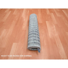 Load image into Gallery viewer, 2&#39;x4&#39; Misty Gray, Modern, Mid Century Inspired Grid And Line Design, Wool &amp; Pure Silk, Hand Knotted, Mat, Oriental Rug FWR453066