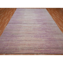 Load image into Gallery viewer, 9&#39;x12&#39;3&quot; Flamingo Pink With Ivory, Horizontal Ombre Design, Hand Knotted, Pure Wool, Oriental Rug FWR453072