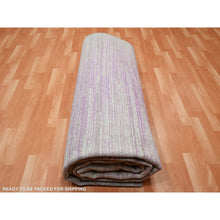 Load image into Gallery viewer, 9&#39;x12&#39;3&quot; Flamingo Pink With Ivory, Horizontal Ombre Design, Hand Knotted, Pure Wool, Oriental Rug FWR453072