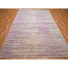 Load image into Gallery viewer, 8&#39;1&quot;x10&#39;3&quot; Fuscia Pink With Ivory, Horizontal Ombre Design, Hand Knotted, Pure Wool, Oriental Rug FWR453078