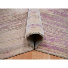 Load image into Gallery viewer, 8&#39;1&quot;x10&#39;3&quot; Fuscia Pink With Ivory, Horizontal Ombre Design, Hand Knotted, Pure Wool, Oriental Rug FWR453078