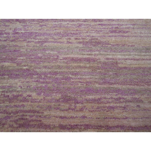 8'1"x10'3" Fuscia Pink With Ivory, Horizontal Ombre Design, Hand Knotted, Pure Wool, Oriental Rug FWR453078