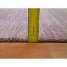 Load image into Gallery viewer, 8&#39;1&quot;x10&#39;3&quot; Fuscia Pink With Ivory, Horizontal Ombre Design, Hand Knotted, Pure Wool, Oriental Rug FWR453078