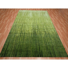 Load image into Gallery viewer, 8&#39;2&quot;x10&#39;3&quot; Pickle Green, Vertical Ombre Design, Hand Knotted, Soft And Vibrant Wool, Oriental Rug FWR453090