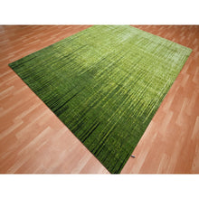 Load image into Gallery viewer, 8&#39;2&quot;x10&#39;3&quot; Pickle Green, Vertical Ombre Design, Hand Knotted, Soft And Vibrant Wool, Oriental Rug FWR453090