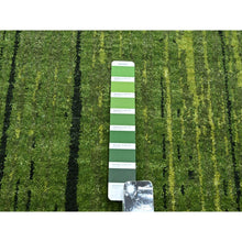 Load image into Gallery viewer, 8&#39;2&quot;x10&#39;3&quot; Pickle Green, Vertical Ombre Design, Hand Knotted, Soft And Vibrant Wool, Oriental Rug FWR453090