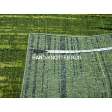 Load image into Gallery viewer, 8&#39;2&quot;x10&#39;3&quot; Pickle Green, Vertical Ombre Design, Hand Knotted, Soft And Vibrant Wool, Oriental Rug FWR453090