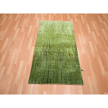 Load image into Gallery viewer, 3&#39;x5&#39;3&quot; Shades Of Green, Vertical Ombre Design, Hand Knotted, Soft And Vibrant Wool, Oriental Rug FWR453102