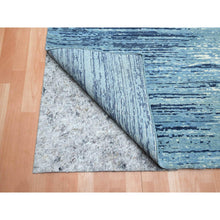 Load image into Gallery viewer, 9&#39;x12&#39;3&quot; Cerulean Blue, Pure Wool, Horizontal Ombre Design, Densely Woven, Hand Knotted, Oriental Rug FWR453108
