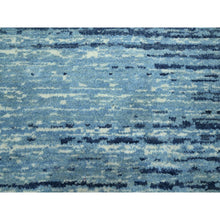 Load image into Gallery viewer, 9&#39;x12&#39;3&quot; Cerulean Blue, Pure Wool, Horizontal Ombre Design, Densely Woven, Hand Knotted, Oriental Rug FWR453108