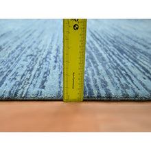 Load image into Gallery viewer, 9&#39;x12&#39;3&quot; Cerulean Blue, Pure Wool, Horizontal Ombre Design, Densely Woven, Hand Knotted, Oriental Rug FWR453108