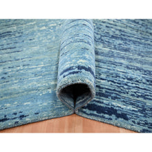 Load image into Gallery viewer, 8&#39;1&quot;x10&#39;4&quot; Shades Of Blue, Horizontal Ombre Design, Pure Wool, Hand Knotted, Oriental Rug FWR453114