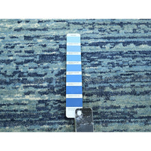 Load image into Gallery viewer, 8&#39;1&quot;x10&#39;4&quot; Shades Of Blue, Horizontal Ombre Design, Pure Wool, Hand Knotted, Oriental Rug FWR453114