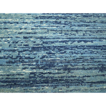 Load image into Gallery viewer, 8&#39;1&quot;x10&#39;4&quot; Shades Of Blue, Horizontal Ombre Design, Pure Wool, Hand Knotted, Oriental Rug FWR453114