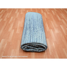 Load image into Gallery viewer, 8&#39;1&quot;x10&#39;4&quot; Shades Of Blue, Horizontal Ombre Design, Pure Wool, Hand Knotted, Oriental Rug FWR453114