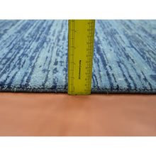 Load image into Gallery viewer, 8&#39;1&quot;x10&#39;4&quot; Shades Of Blue, Horizontal Ombre Design, Pure Wool, Hand Knotted, Oriental Rug FWR453114