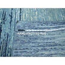 Load image into Gallery viewer, 8&#39;1&quot;x10&#39;4&quot; Shades Of Blue, Horizontal Ombre Design, Pure Wool, Hand Knotted, Oriental Rug FWR453114