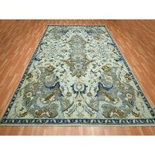Load image into Gallery viewer, 9&#39;2&quot;x12&#39;3&quot; Chiffon White With Brown, Polonaise Czartoryski With Persian Isphahan Inspired design, Hand Knotted, Zero Pile, 100% Wool, Oriental Rug FWR453126