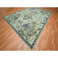 Load image into Gallery viewer, 9&#39;2&quot;x12&#39;3&quot; Chiffon White With Brown, Polonaise Czartoryski With Persian Isphahan Inspired design, Hand Knotted, Zero Pile, 100% Wool, Oriental Rug FWR453126