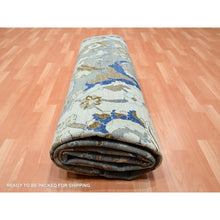 Load image into Gallery viewer, 9&#39;2&quot;x12&#39;3&quot; Chiffon White With Brown, Polonaise Czartoryski With Persian Isphahan Inspired design, Hand Knotted, Zero Pile, 100% Wool, Oriental Rug FWR453126