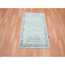 Load image into Gallery viewer, 2&#39;1&quot;x3&#39;2&quot; Pastel Gray, Silk And Oxidized Wool, Oushak Design With Geometric Pattern, Hand Knotted, Mat, Oriental Rug FWR453150