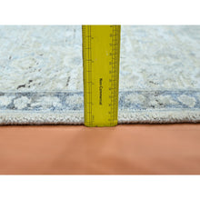 Load image into Gallery viewer, 2&#39;1&quot;x3&#39;2&quot; Pastel Gray, Silk And Oxidized Wool, Oushak Design With Geometric Pattern, Hand Knotted, Mat, Oriental Rug FWR453150