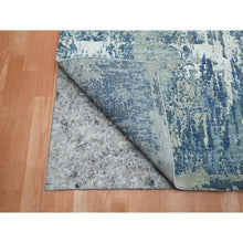 Load image into Gallery viewer, 6&#39;x9&#39;2&quot; Cerulean Blue, Abstract Design, Denser Weave, Hi-low Pile, Wool And Real Silk, Hand Knotted, Oriental Rug FWR453204