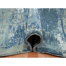 Load image into Gallery viewer, 6&#39;x9&#39;2&quot; Cerulean Blue, Abstract Design, Denser Weave, Hi-low Pile, Wool And Real Silk, Hand Knotted, Oriental Rug FWR453204