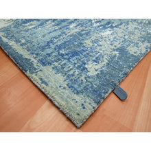 Load image into Gallery viewer, 6&#39;x9&#39;2&quot; Cerulean Blue, Abstract Design, Denser Weave, Hi-low Pile, Wool And Real Silk, Hand Knotted, Oriental Rug FWR453204