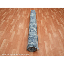 Load image into Gallery viewer, 6&#39;x9&#39;2&quot; Cerulean Blue, Abstract Design, Denser Weave, Hi-low Pile, Wool And Real Silk, Hand Knotted, Oriental Rug FWR453204