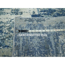 Load image into Gallery viewer, 6&#39;x9&#39;2&quot; Cerulean Blue, Abstract Design, Denser Weave, Hi-low Pile, Wool And Real Silk, Hand Knotted, Oriental Rug FWR453204