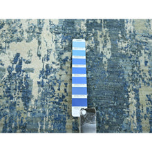 Load image into Gallery viewer, 4&#39;1&quot;x6&#39;2&quot; Sapphire Blue, Hand Knotted, Abstract Design, Denser Weave, Hi-Low Pile, Wool and Real Silk, Oriental Rug FWR453210