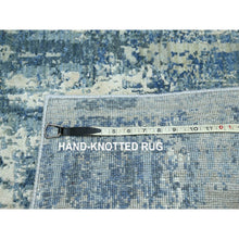 Load image into Gallery viewer, 4&#39;1&quot;x6&#39;2&quot; Sapphire Blue, Hand Knotted, Abstract Design, Denser Weave, Hi-low Pile, Wool And Real Silk, Oriental Rug FWR453210