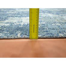 Load image into Gallery viewer, 3&#39;2&quot;x5&#39;2&quot; Powder Blue, Wool And Real Silk, Abstract Design, Denser Weave, Hi-low Pile, Hand Knotted, Oriental Rug FWR453216