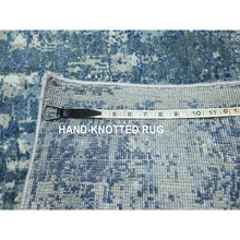 Load image into Gallery viewer, 3&#39;2&quot;x5&#39;2&quot; Powder Blue, Wool And Real Silk, Abstract Design, Denser Weave, Hi-low Pile, Hand Knotted, Oriental Rug FWR453216