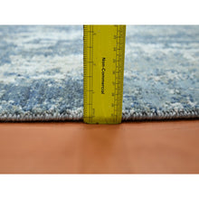Load image into Gallery viewer, 2&#39;x3&#39;2&quot; Oceanic Blue, Denser Weave, Abstract Design, Hi-low Pile, Wool And Real Silk, Hand Knotted, Mat, Oriental Rug FWR453222