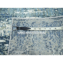 Load image into Gallery viewer, 2&#39;x3&#39;2&quot; Oceanic Blue, Denser Weave, Abstract Design, Hi-low Pile, Wool And Real Silk, Hand Knotted, Mat, Oriental Rug FWR453222